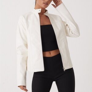 Motel Rocks White Faux Leather Moto Jacket